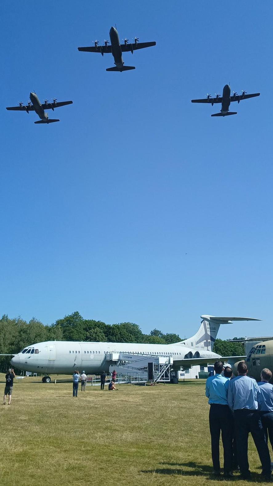 RAF personnel watching the flypast over Cosford