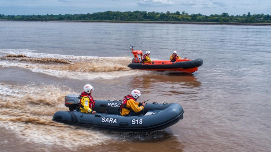 Two lifeboats with SARA crews on the River Severn