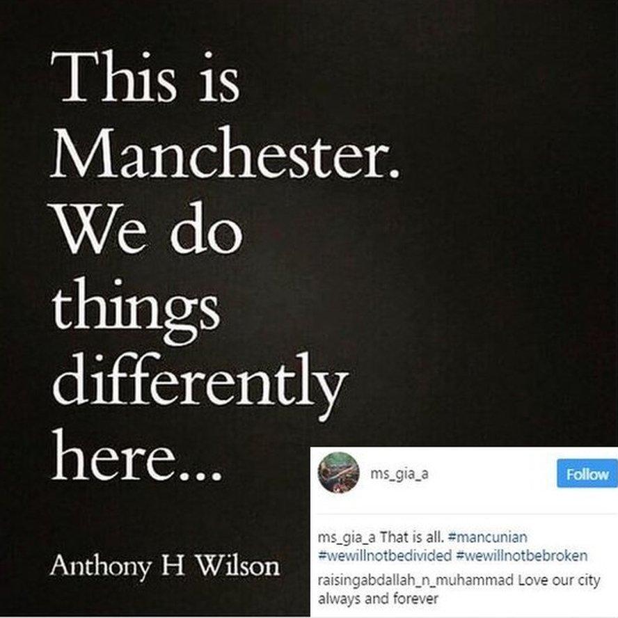 Instagram quote "This is manchester, we do things differently here". Credited to Anthony H Wilson. Anthony Wilson - or Tony, as he was more commonly known - was the founder of Manchester's famous Hacienda nightclub and Factory Records