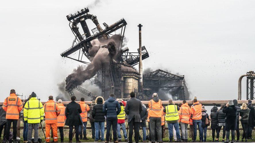 Teesside steelworks being demolished