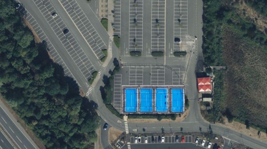 An aerial view of the planned parks which are seen in blue on the Google Maps satellite image