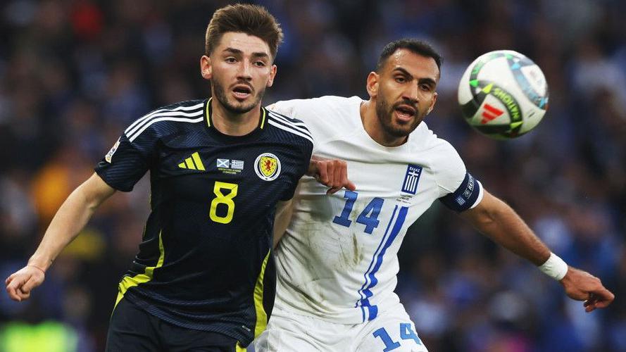 Scotland's Billy Gilmour and Greece's Vangelis Pavlidis