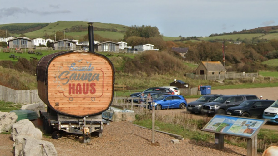 Sauna on stones next to car park