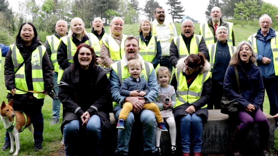 Campaigners with Mrs Glatt's daughters in a group photograph