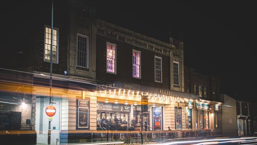 Ipswich Regent Theatre at night