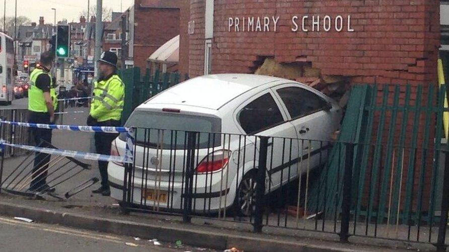 Car crashed into a wall