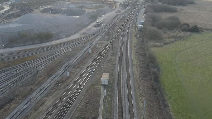 The Ely North rail junction seen from the air 