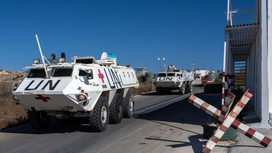 Unifil (United Nations Interim Force In Lebanon) vehicle heading to the Lebanon- Israel border