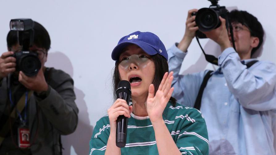 Min Hee-Jin attends a press conference at Korea conference center on April 25, 2024 in Seoul