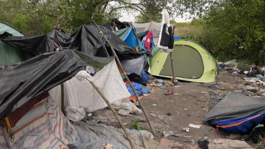 An asylum seekers' camp in Calais