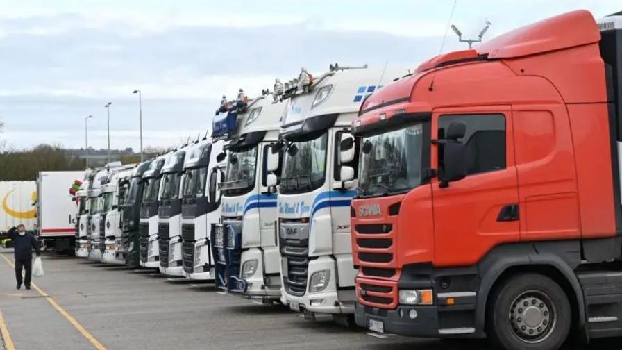 a row of lorries