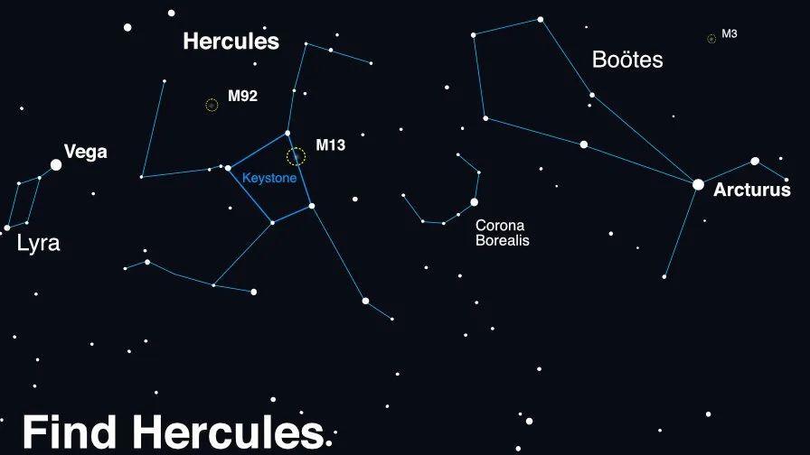 Diagram of the constellations with corona borealis labelled