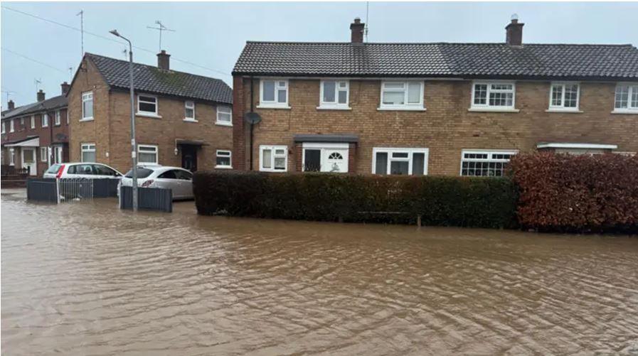 Mold, Flintshire, residential street flooding