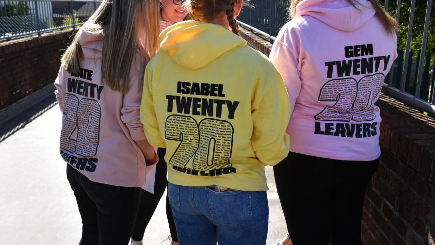 pupils wearing 2020 leavers hoodies