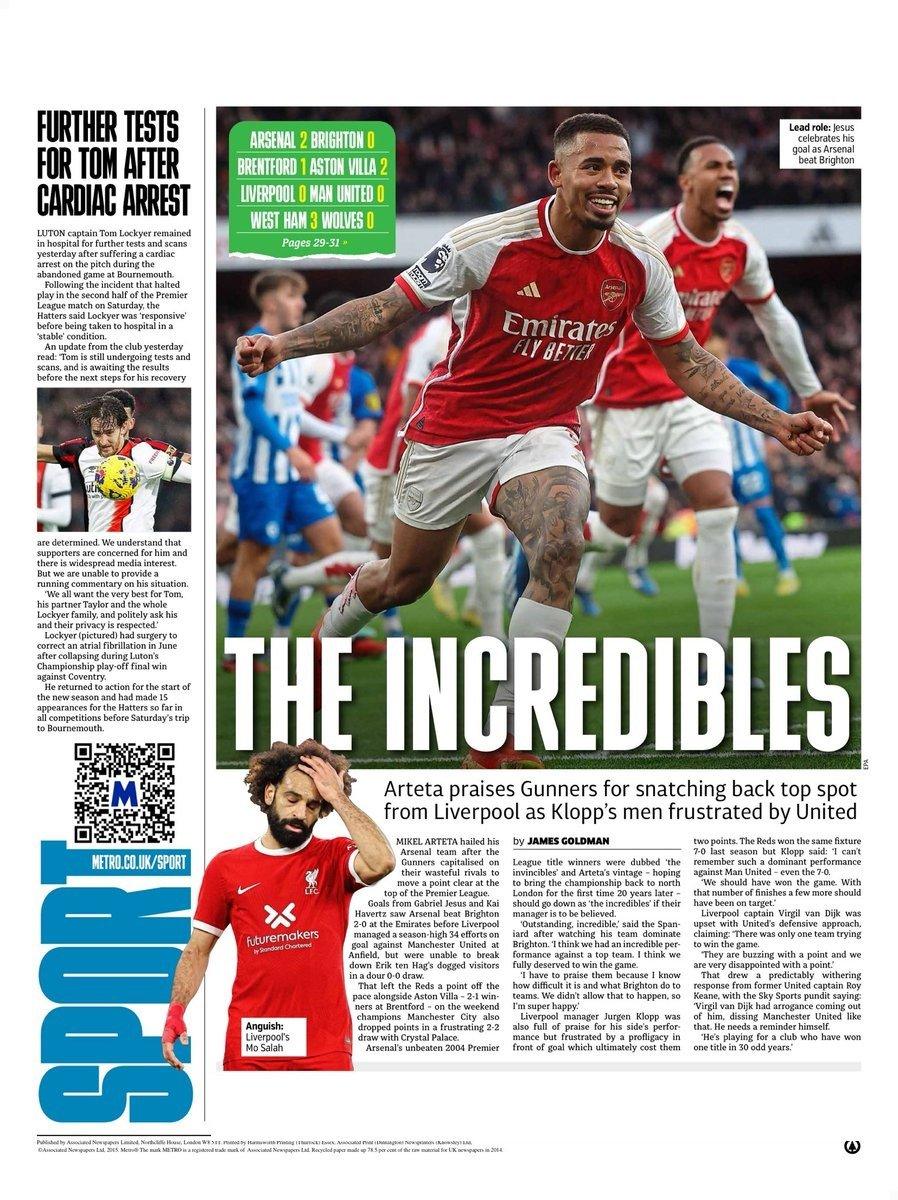 The back page of the Metro