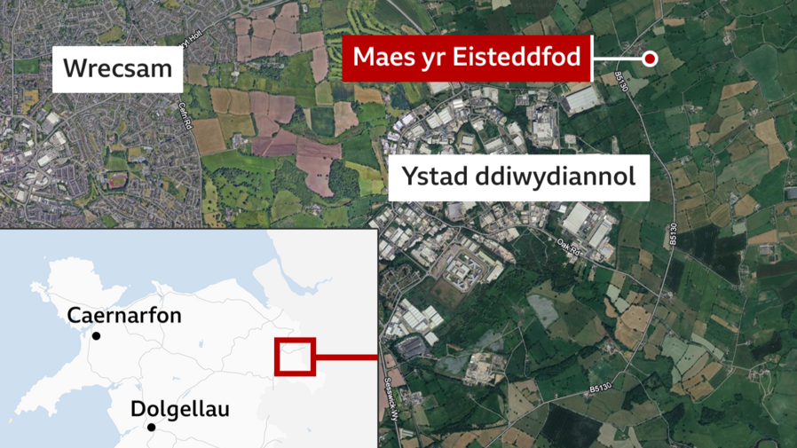 Mae'r Eisteddfod yn cael ei chynnal eleni yn ardal Is-y-coed ar gyrion Wrecsam 