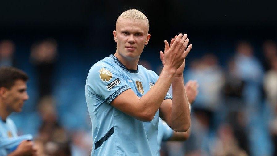 Manchester City striker Erling Haaland moved on to 99 goals for the club with his two first-half efforts against Brentford