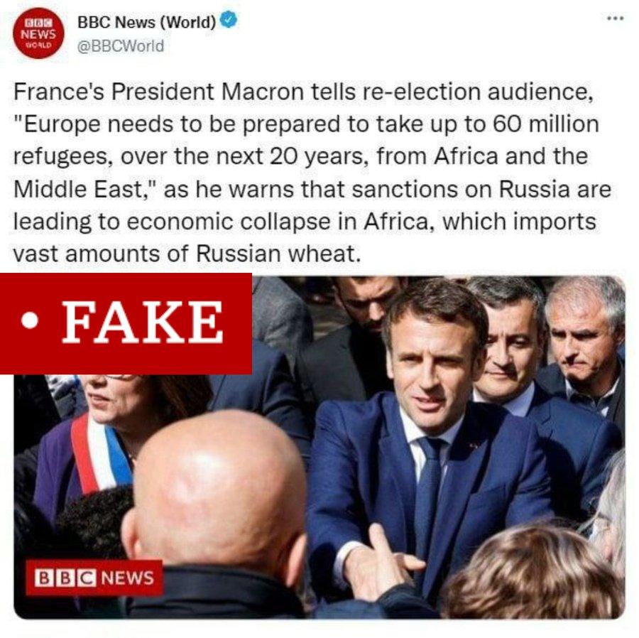 Screengrab of tweet attributed to BBC labelled FAKE