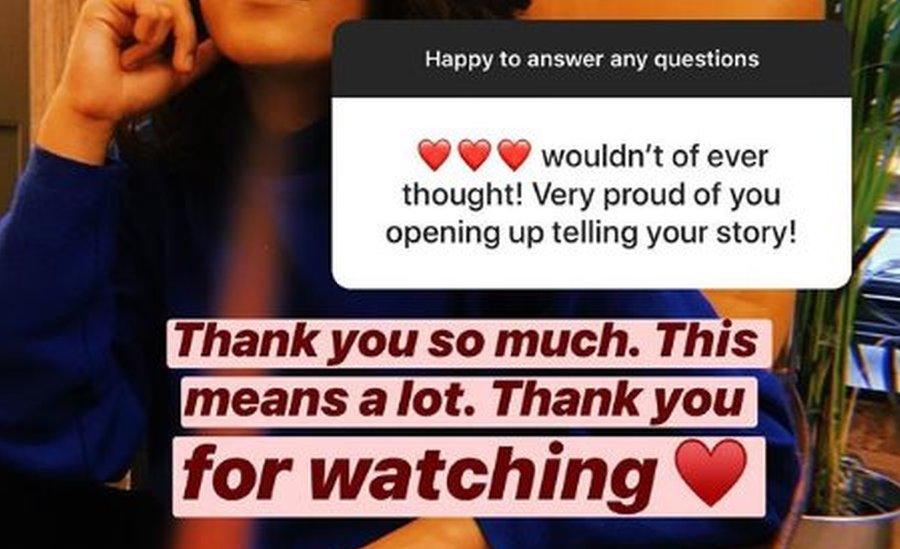 A message of support to Arooj Aftab on Instagram