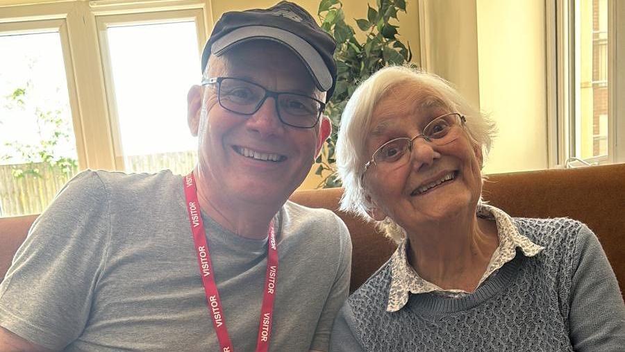 Mike Belton with his mum at the care home