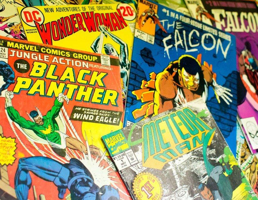 Comic book selection, including The Black Panther, The Falcon, Wonder Woman and Meteor Man