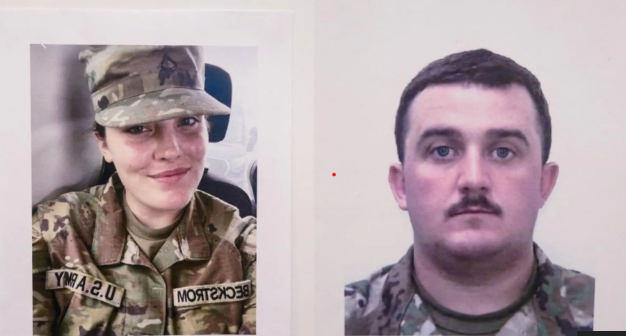 Sarah Beckstrom (left) and Andrew Wolfe (right) in their uniforms.