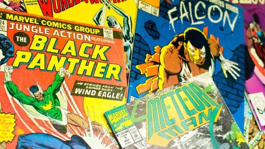 Comic book selection, including The Black Panther, The Falcon, Wonder Woman and Meteor Man