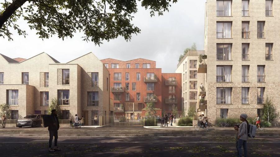 CGI image of the proposed apartments on the site of the former Reno nightclub on Princess Road, in Moss Side.