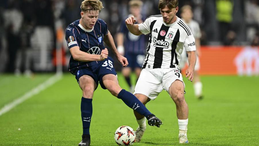 Nils Zatterstrom (left) in Europa League action for Malmo against Besiktas