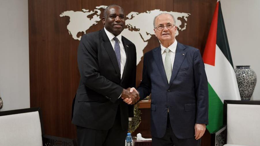 Foreign Secretary David Lammy with Palestinian Authority PM Mohammad Mustafa