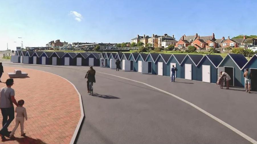 An artist's impression of how the beach huts would look