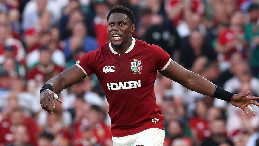 Maro Itoje in action for the Lions against Argentina