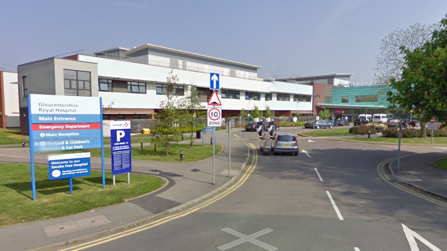 The main entrance to Gloucestershire Royal Hospital in Gloucester