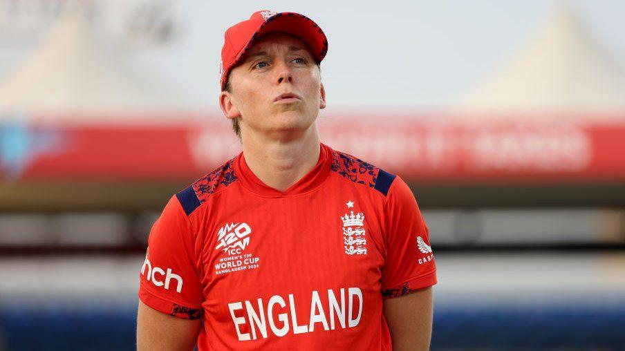 England captain Heather Knight looks on