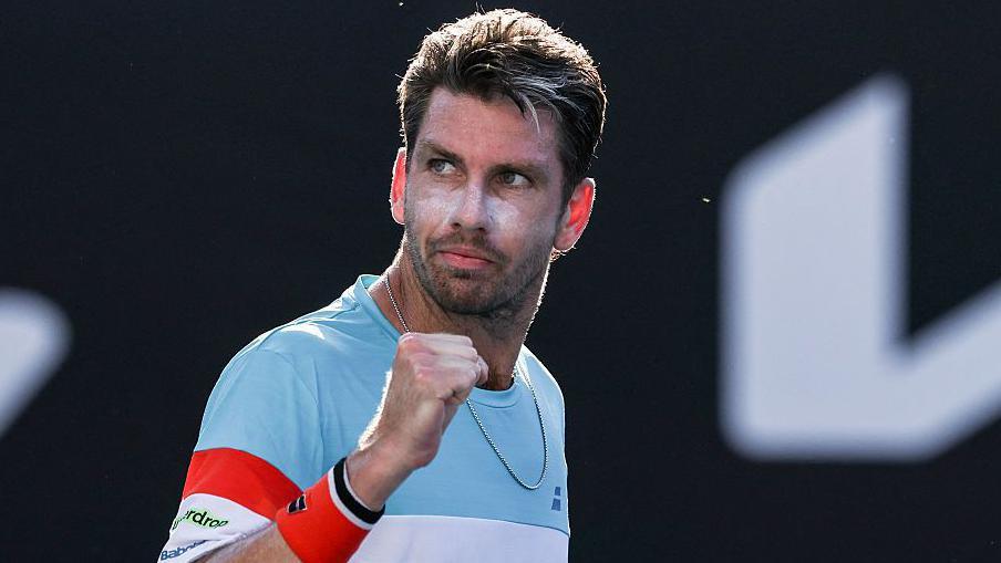 Cameron Norrie with white sun cream on his nose and cheeks