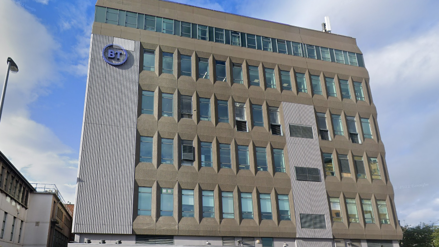a office block in derry with the BT logo on its exterior