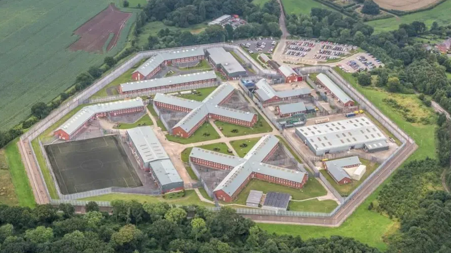 An aerial view of HMP Lowdham in Nottinghamshire 