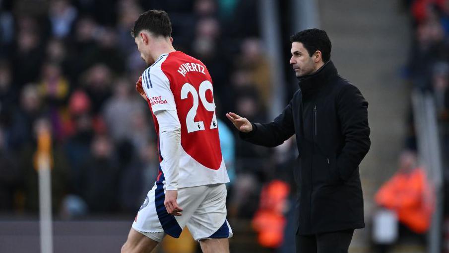 Kai Havertz with Mikel Arteta 