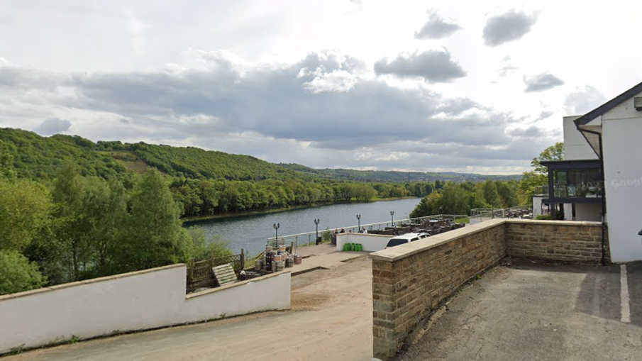 Casa Brighouse rear terrace overlooking Freeman's Cut on the river Calder