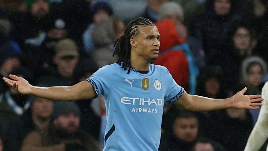 Nathan Ake looking disappointed during Manchester City's FA Cup win against Plymouth