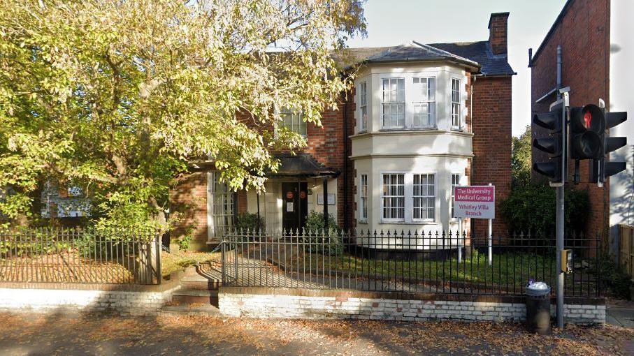 Front of the University Medical Group's Whitley Villa branch at 1 Christchurch Road, Reading, which the group is proposing to close. Photographed on a sunny day.