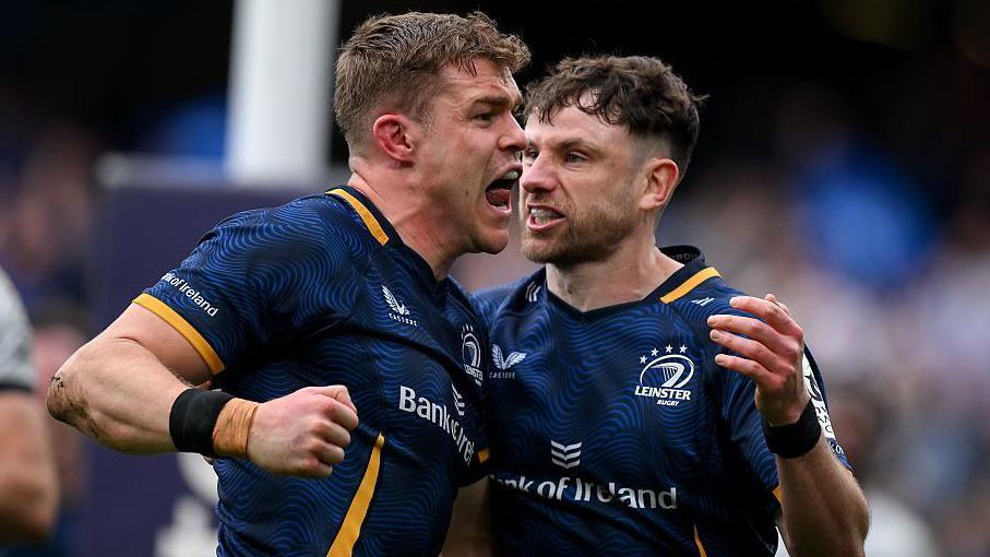 Garry Ringrose celebrates after scoring a try for Leinster against Toulon