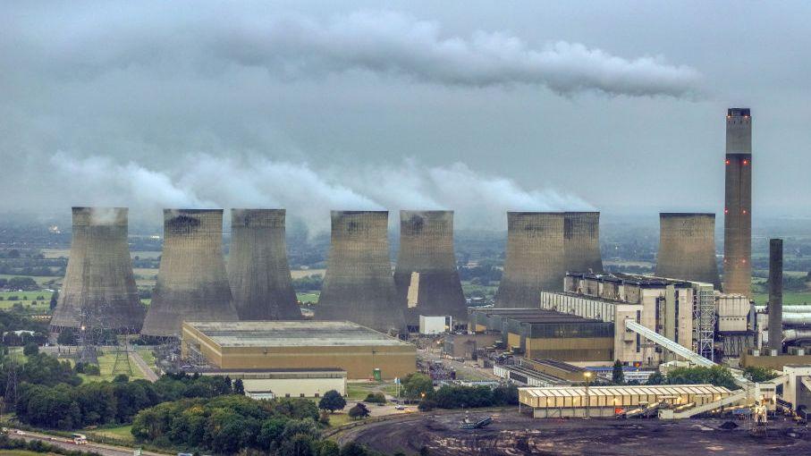 Ratcliffe-on-Soar power station. The site is made up of various buildings and several cooling towers