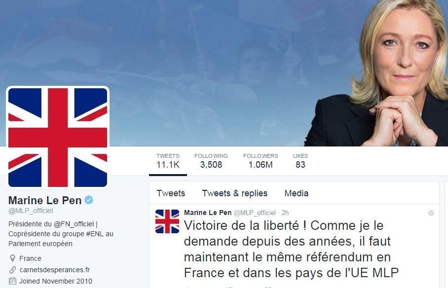 Marine Le Pen Twitter page