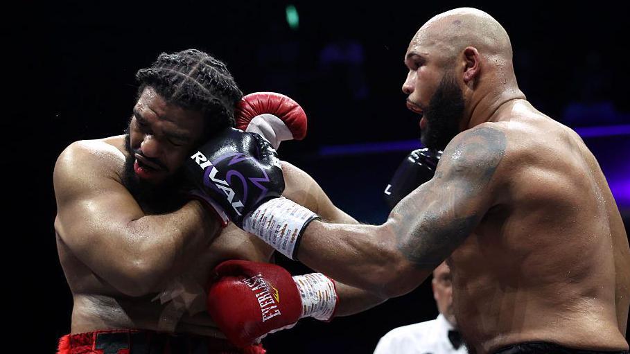 Frazer Clarke lands a left hook