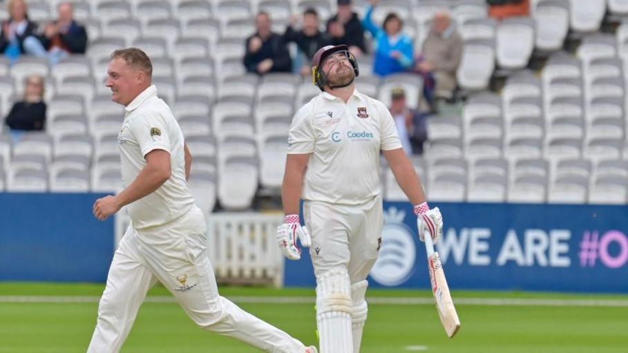 Christian Purchase looks up to the sky in frustration as he is caught on 47 
