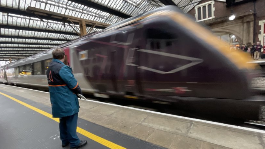 A train at Stoke station