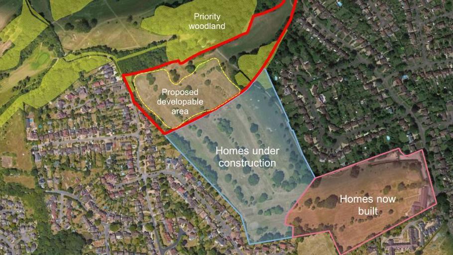 A map showing the parts of the existing development under construction and set to be built on.