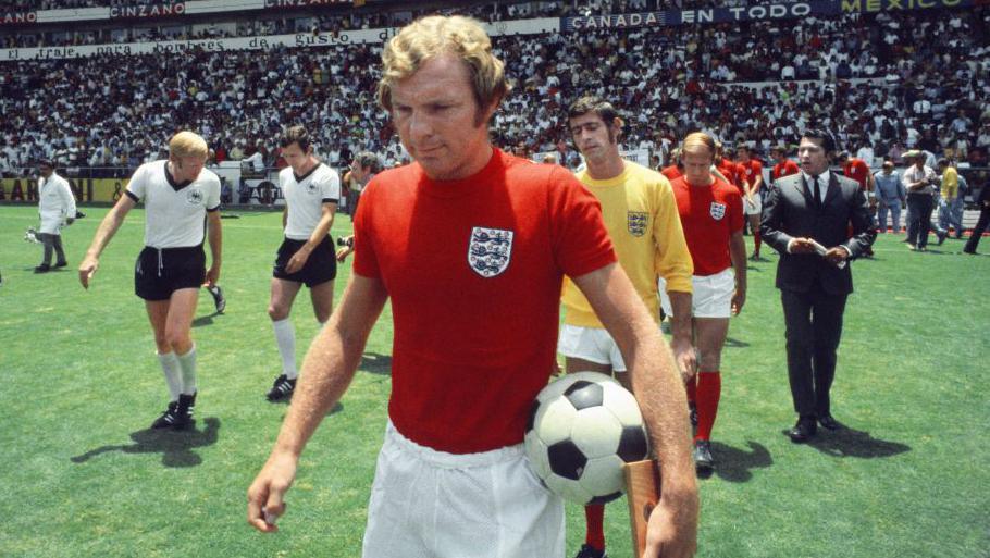 Bobby Moore leads England out for their ill-fated quarter-final loss to West Germany