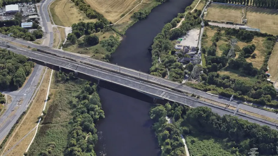Aerial shot of Clifton Bridge in Nottinghamshire